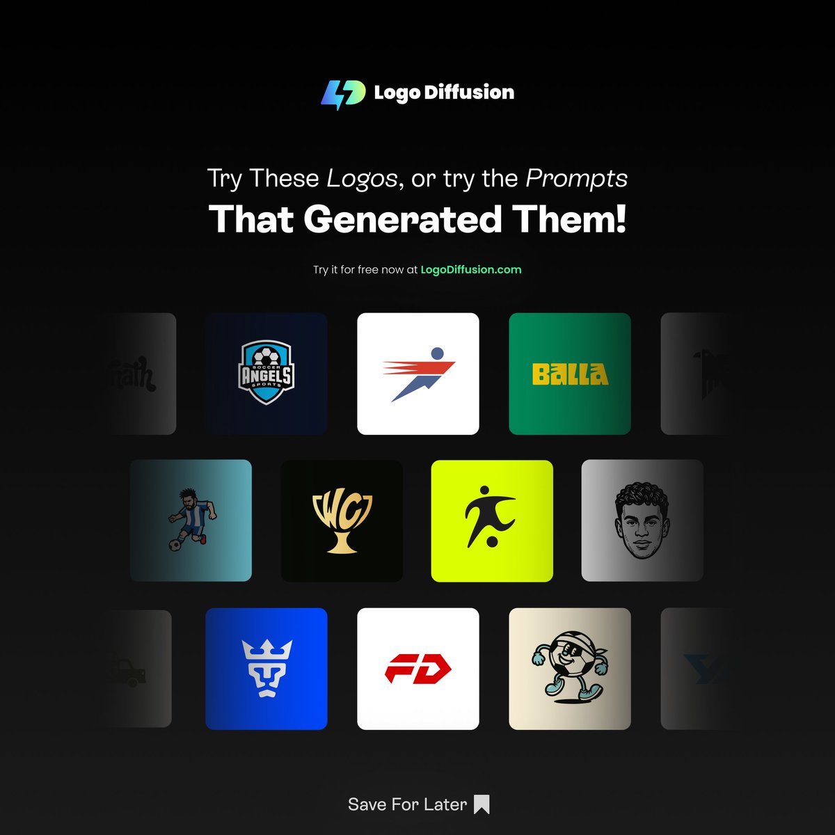 LogoDiffusion's tweet photo. That’s the full set for this week. 🎨 

9 logo ideas, 9 different directions, each one ready to tweak, rebuild, or use as a spark for your next brand concept.  

Pick a prompt, change the details, and see where it takes you.  

Try them here: https://t.co/j40UhsxGtz https://t.co/LUG92itoZF