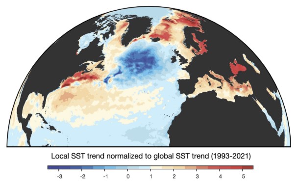 apuntoratge's tweet photo. Què està passant a l'Atlàntic Nord (AN)?

Què és el 'cold blob' o també denominat 'el 'forat del calfament de l'AN'?

Al calfament de l'AN  li van dir 'blob', aleshores això és 'cold blob'.

És una zona marítima al sud de Groenlàndia que s'està refredant en els últims anys, al contrari que la resta de l'Atlàntic.

Podria indicar un debilitament de la corrent AMOC
https://t.co/22EeJ85O2Q

Ací teniu l'últim article de 2026.
https://t.co/Q0jC5gMSQA