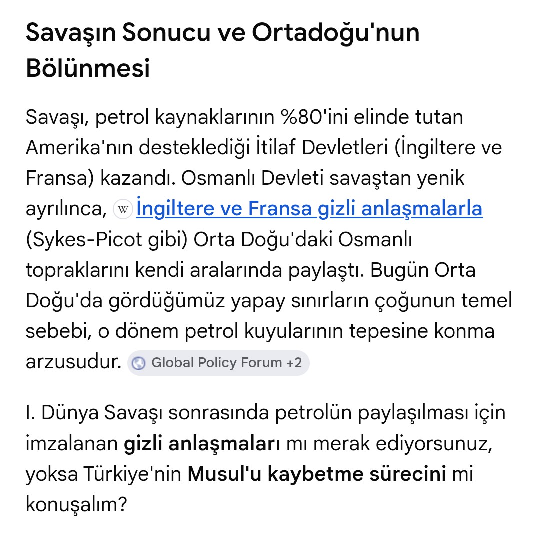 Mr00H's tweet photo. @Tekyolbilim Birinci dünya savaşı ve petrol. https://t.co/lXLhjwhQkY