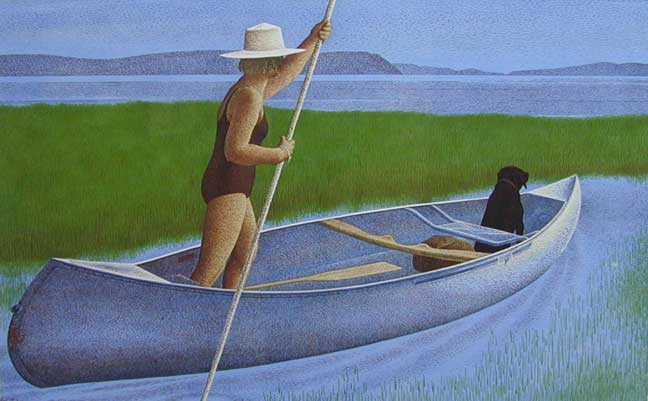 Claudioborlotto's tweet photo. Alex Colville - Woman Dog and Canoe 1982 https://t.co/qMVxkHSpWt