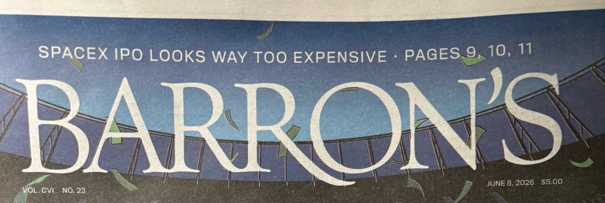 chartingthemkt's tweet photo. @barronsonline agrees with me on $SPCX https://t.co/U5VBsMfnxK