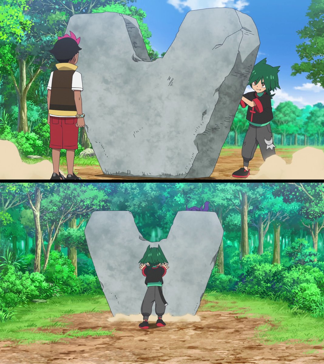 PikachuvisionXD's tweet photo. Uruto ta chiquito pero inmortal que puede cargar esa roca toda pesada en forma de letra V de vicky. 😅 https://t.co/kppNsUmfi7