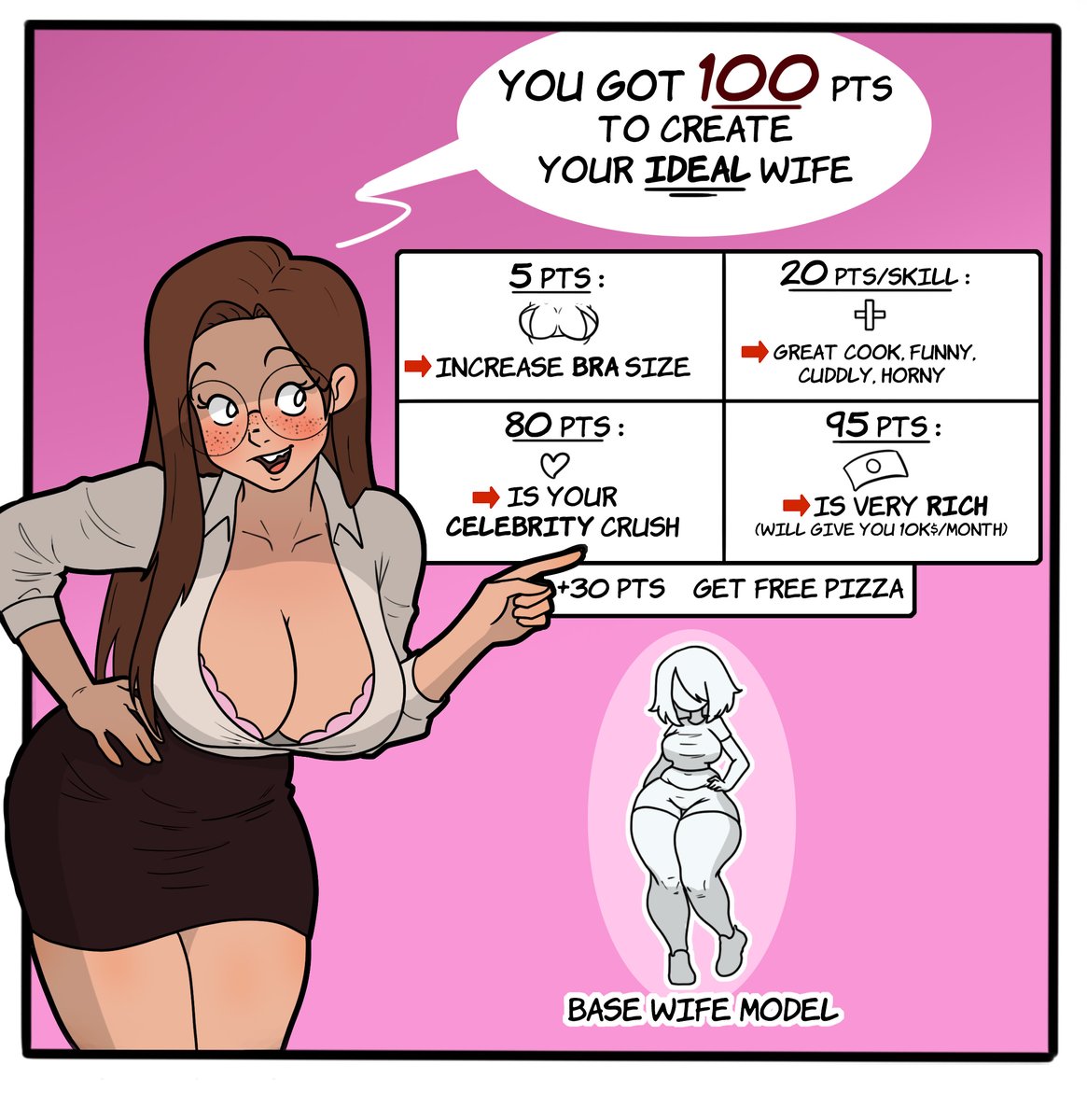 naughty_nectar's tweet photo. Create your IDEAL wife (1/2)

Which reward would you choose with the 100 pts ?? https://t.co/Ys8Auv10gL
