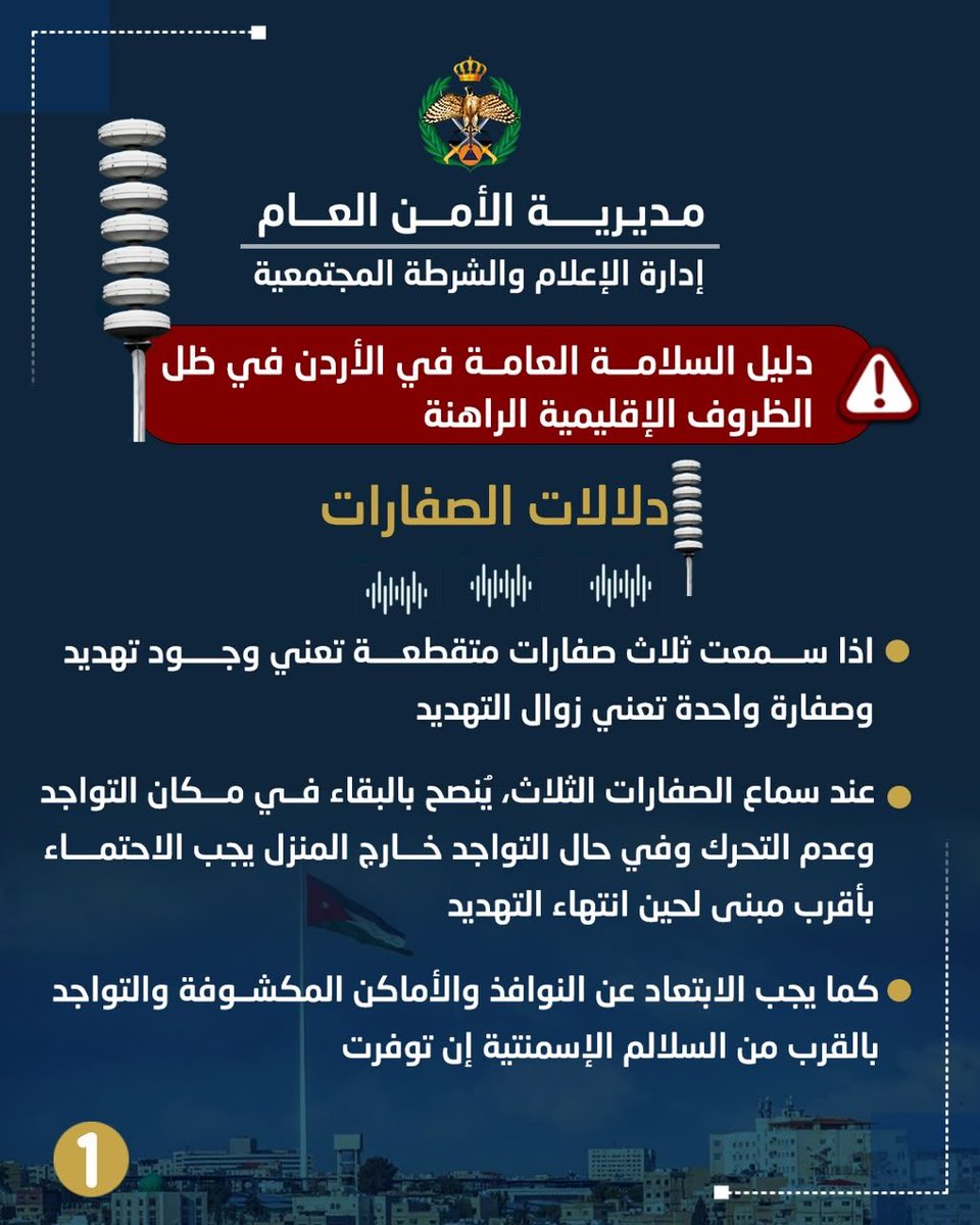 Police_Jo's tweet photo. الامن العام يعيد نشر إرشادات عامة يجب اتباعها في حال مشاهدة أجسام غريبة 

https://t.co/9cG61CQhzf

#الأمن_العام #الأردن https://t.co/PwER8ijYnV