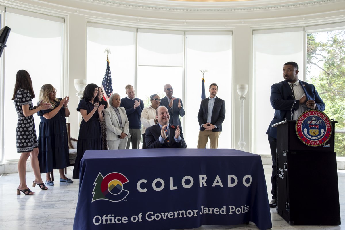 GovofCO's tweet photo. This week I signed my final bill into law as Governor, HB26-1033 - Expanding the Colorado Cottage Foods Act which makes Colorado a food freedom state, allowing entrepreneurs who make delicious homemade foods Coloradans love like Tamales, Burritos, and Tortas to be sold to Coloradans. It was a special celebration on a special bill to finish signing or vetoing all the bills that past the 75th general assembly, which recessed on May 14th.. 

During this legislative session I signed a total of 436 bills, and over the last eight years, I’ve signed more than 3,700 bills on the issues that matter most to Coloradans. From creating free, full-day kindergarten and preschool, to passing nation-leading clean energy laws, taking action to reduce housing costs, improve access to healthcare Coloradans can afford, protecting personal freedoms, cutting taxes, and lowering costs for all - I’m proud of the work we’ve done since I took office. 

And we’re not done yet. I’m committed to running through the tape for Coloradans to continue fighting for the issues people care about most.