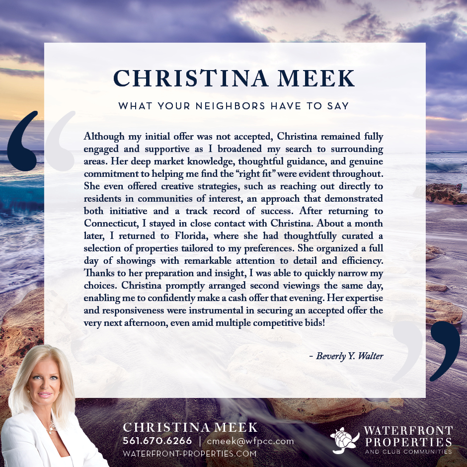 LuxWaterfront's tweet photo. 💥TESTIMONIAL TIME💥
Here is a great #testimonial from one of Christina Meek's clients!

📲 Contact Christina Meek at 561-670-6266 for all your #luxuryrealestate needs!

#southfloridarealestate #floridarealestate #realestate #realestateagent #realtor #workwiththebest https://t.co/9IhRgpNj3m