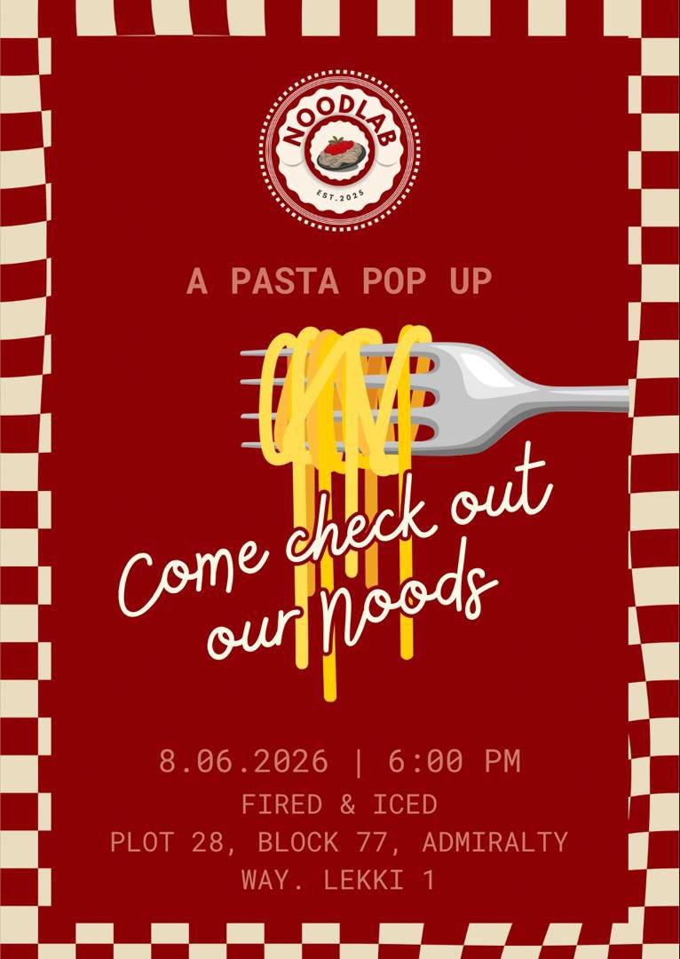 imoteda's tweet photo. My head chef @AbidemiSofuyi is debuting his baby to the public tomorrow @FiredandIced_ !!!

Please come through and check out our noods!

Legit the BEST PASTA!!! See you tomorrow from 6!!!! https://t.co/70omt2chm0