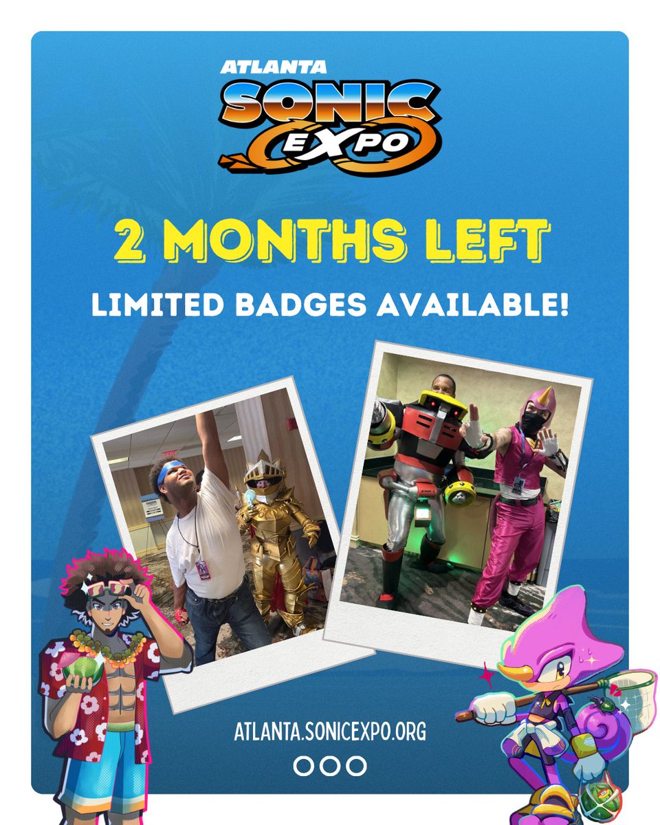 SonicEXPOatl's tweet photo. 🎉 COUNTDOWN 🎉

We are officially 2 months away till Sonic EXPO: Atlanta! We cannot wait to see you all! 🥳

Badges are available NOW! 🧵 https://t.co/ZbzIEpbz6g
