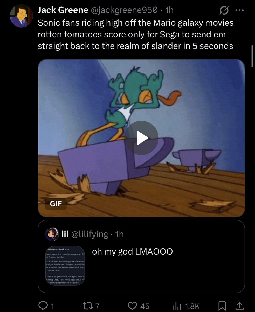 Satoru_Yand's tweet photo. This probably means Sega Sapporo used Github Copilot or some shit to prototype code, not generate art or models. Capcom did this for Resident Evil 9 and Pragmata and no one had a problem.
But it’s Sega and thereby linked to Sonic so it’s time for Sonic fans to blindly doompost! https://t.co/3ekQZib7q4
