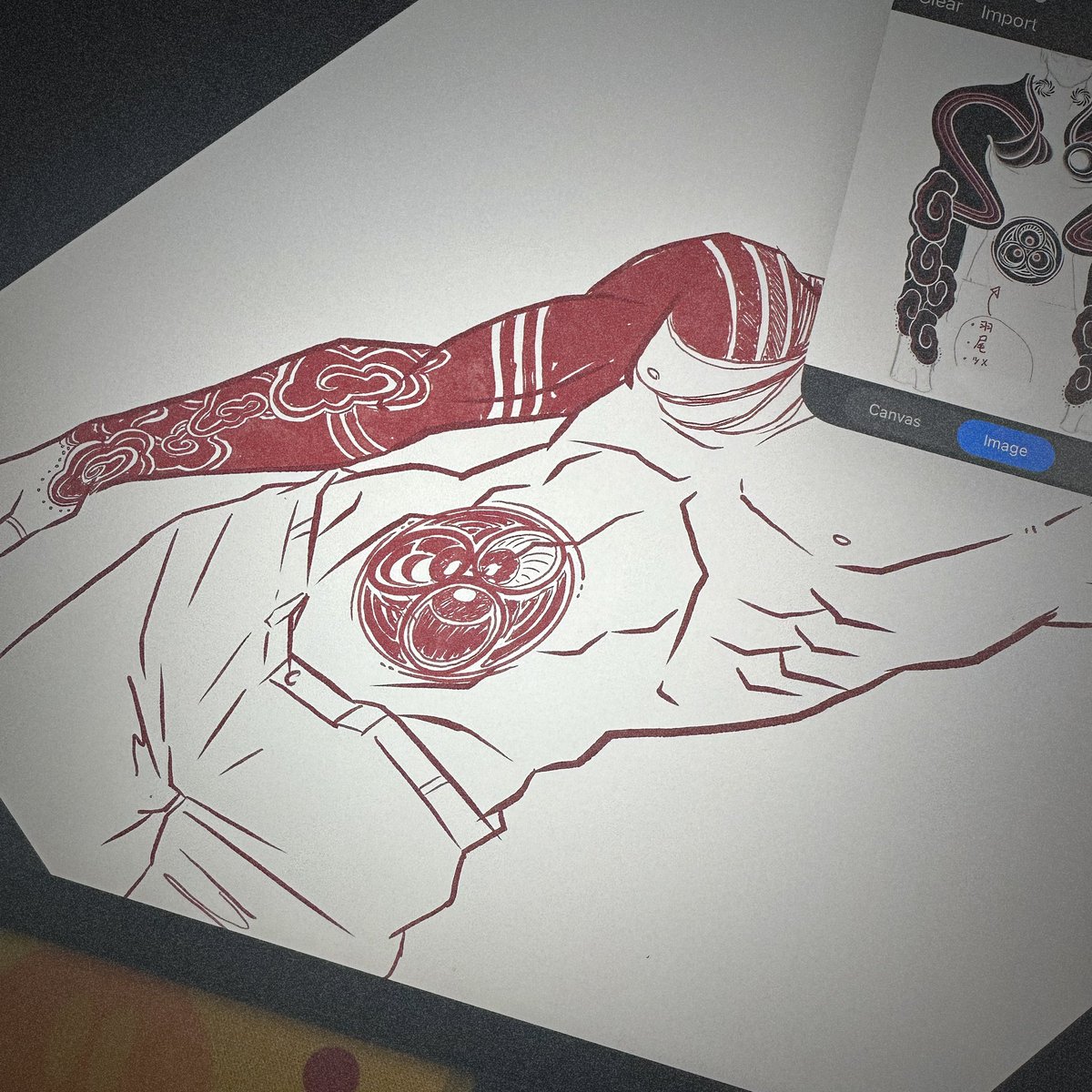 mthyrds's tweet photo. hand drawing this man’s tattoos makes me want to kms and this is just the sketch (don’t judge me.) #enjin #gachiakuta #manga https://t.co/yfirZjqlWg