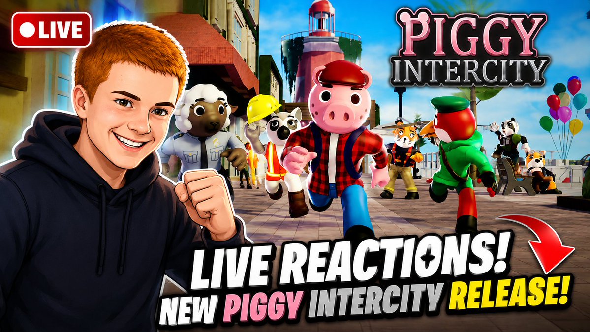 RealCamGames's tweet photo. Come and Join us in an hour! 

You are not going to want to miss this livestream with the live reactions to the release of Piggy Intercity. 

Come and join us: https://t.co/sgETTeE8IN https://t.co/R05znAeJr9