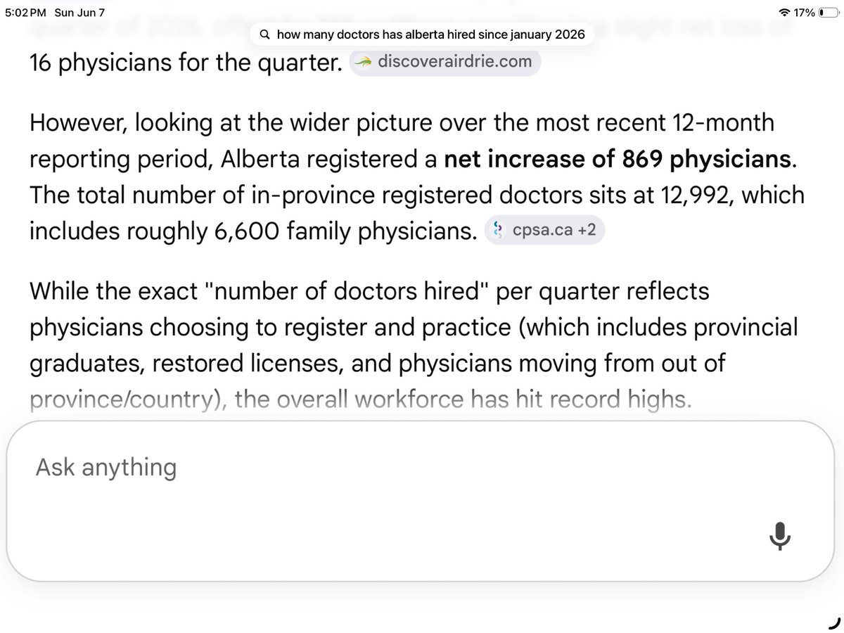 HomeWorldof's tweet photo. @terry_truchan @cologneelonmusk @PierrePoilievre @MarkJCarney Alberta gained 869 doctors since last year. https://t.co/ioyfEfaqzi