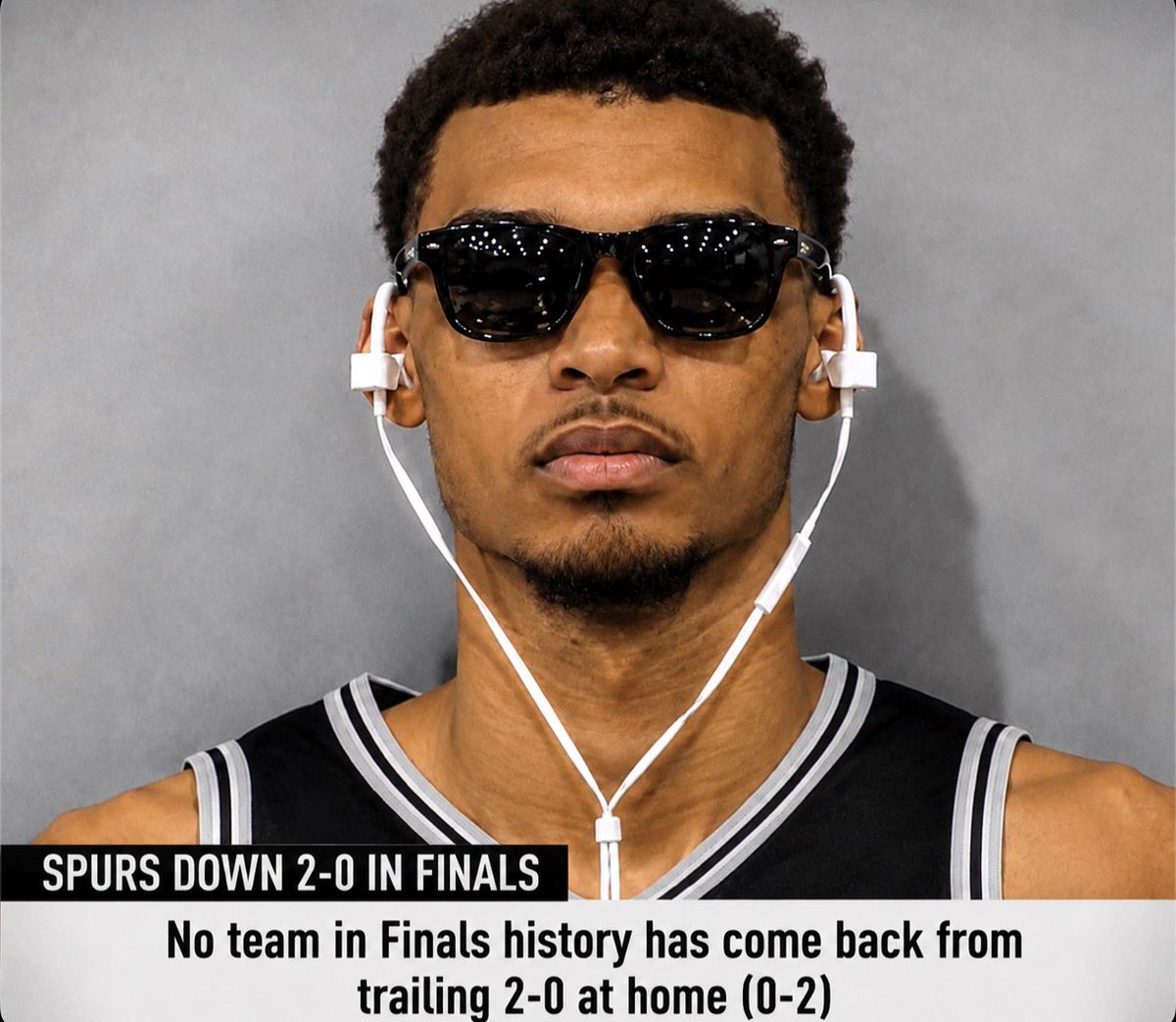 Novig's tweet photo. Spurs fans are ALREADY bringing back the iconic down 3-1 LeBron photo🤯👀 https://t.co/3ugxi8XHPY