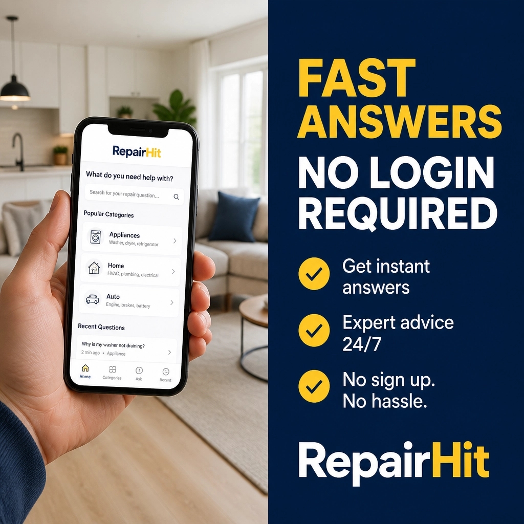 Repairhit's tweet photo. Emergency at home? You don’t have time for a login screen.

Get instant answers from local experts without the friction of a sign-up.

✅ Instant expert advice
✅ No account needed
✅ 100% free

Solve your repair problem now at https://t.co/lbw9VT4A4S.

#RepairHit https://t.co/aQVm4EdICW