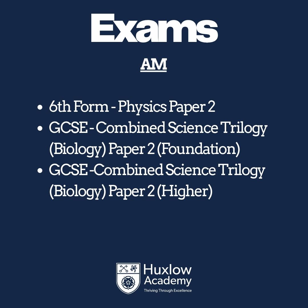 Huxlow's tweet photo. Good luck to all of our students sitting their exams tomorrow! Please make sure you arrive on time, with all the correct equipment, and take a moment to breathe before you head in. You’ve got this! https://t.co/4UZiwAxj2z