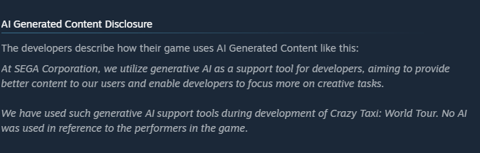 LevyScript_'s tweet photo. Also already been found Crazy Taxi uses gen Ai https://t.co/XssB2EqKtr
