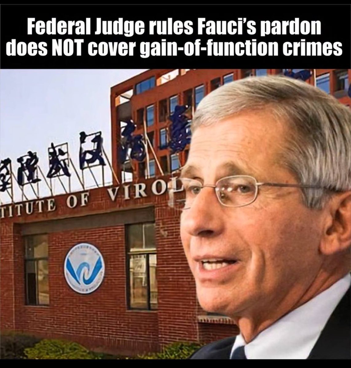 mcafeenew's tweet photo. 🚨MASS-MURDERING CUNT ANTHONY FAUCI JUST GOT GUTTED — OBAMA-APPOINTED JUDGE RULES HIS PARDON DOES NOT COVER GAIN-OF-FUNCTION CRIMES THAT STARTED THE WHOLE COVID NIGHTMARE!

Follow @RedLivesMatterQ 

A federal judge in New Jersey just dropped the hammer on the biggest criminal in American history.

Obama-appointed Judge Jon Raebro ruled that Fauci’s pardon — even if the Supreme Court says it’s valid — does NOT cover his authorization of gain-of-function research.

“Dr. Fauci got this ball rolling,” the judge wrote. “It has nothing to do with the time he spent at the NIH more recently.”

Fauci authorized that deadly research long before COVID, in direct violation of department policy. The pardon only covers crimes during the pandemic — not the shit he did to create it.

This is the lab-leak monster finally getting dragged into the light. Millions dead, trillions lost, and the pardon that was supposed to protect him is now worthless on the very crimes that started it all.

Fauci’s days of hiding behind Biden’s autopen are over. The noose is tightening.

Share this everywhere and let every American see the day the so-called “expert” finally gets what’s coming to him!

Follow @mcafeenew for more drops.