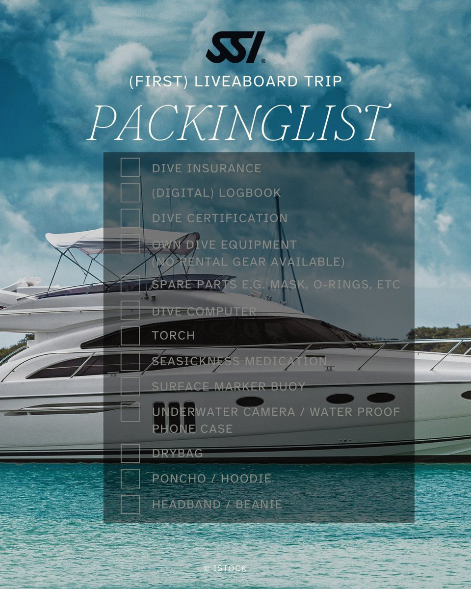 diveSSI's tweet photo. Here’s your go-to packing list so you can spend less time stressing… and more time diving 🚤 😜 

Save this post for your next trip, and what’s the ONE item you never board without? 👇 

#wearessi #liveaboard https://t.co/nCNPrLst1e