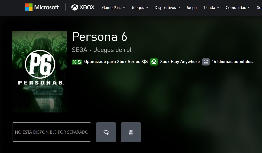 PersonaSpain's tweet photo. ¡Persona 6 ya cuenta con ficha en la store de XBOX y tenemos la primera descripción del juego! Además se confirma que estará traducido tanto al español de España como al de México 🎉🥳 #P6 https://t.co/XogwMrK35r