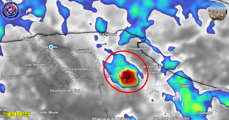 meteoccs's tweet photo. #07Jun | 16:05 HLV - ⚠️ATENCIÓN⚠️ Se observa la evolución rápida de núcleo convectivo sobre sectores al noreste de Miranda. https://t.co/XQkTem5VSd