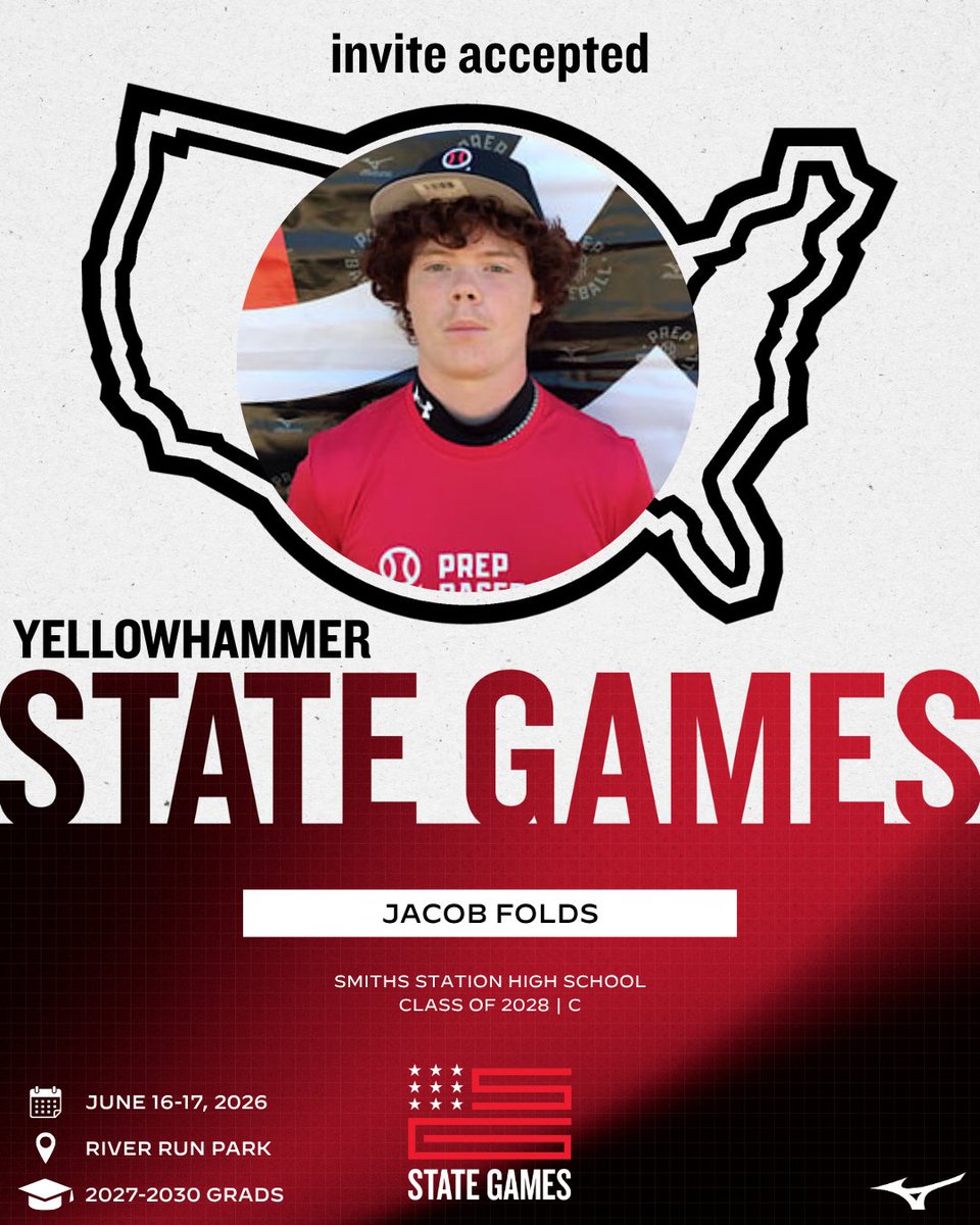 PrepBaseballAL's tweet photo. 𝐈𝐧𝐯𝐢𝐭𝐞 𝐀𝐜𝐜𝐞𝐩𝐭𝐞𝐝 ✅

@JFolds4 is headed to the 2026 Yellowhammer State Games this June.

📍 River Run Park | Northport, AL
📅 June 16-17, 2026

Learn more and request your invite below. 👇

🔗: https://t.co/ONiSCArk3z || #YSGames26 https://t.co/pj7SFXZZsM