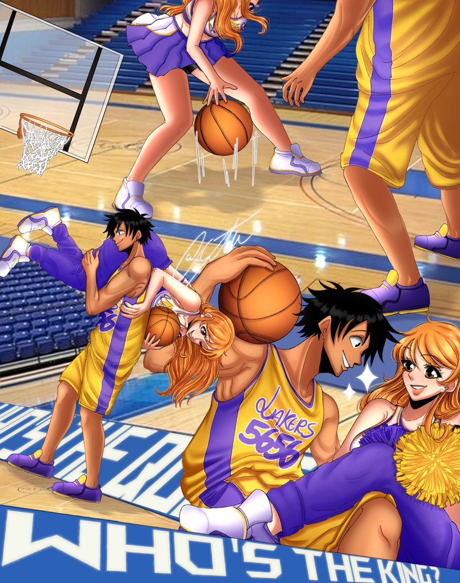 Chixyart's tweet photo. Who's the Queen/King? 👑🏀
#Onepiece #Onepiecexlakers #Lakers #Nami #Luffy https://t.co/HcxammvJt7