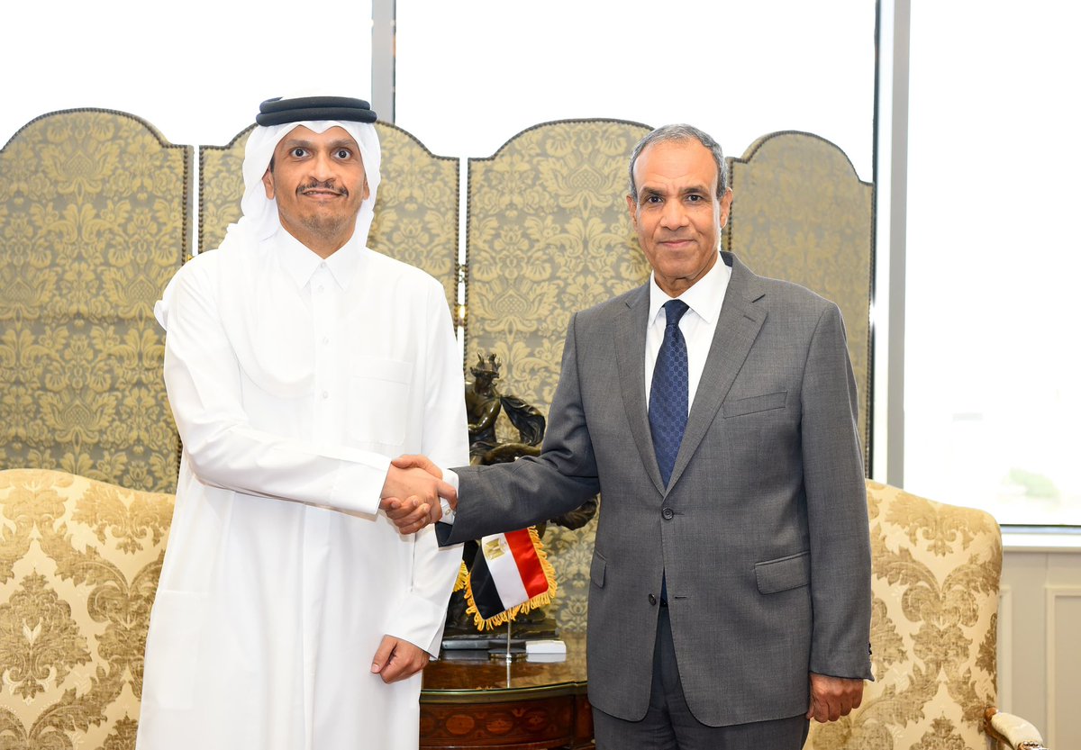 Gulf_Monitoring's tweet photo. Egyptian Foreign Minister Badr Abdelatty (@MfaEgypt) and Qatari Prime Minister and Foreign Minister Mohammed bin Abdulrahman Al Thani (@MBA_AlThani_) met in #Cairo to discuss the Iranian file and the latest developments in Gaza https://t.co/GgaHMbAsCF