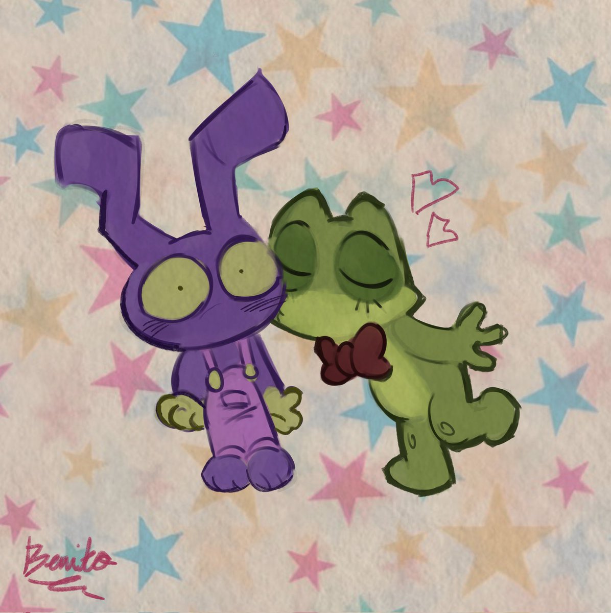 Bet0_30's tweet photo. 🐸❤️🐰
Tenía tantas ganas de dibujarlos 
#theamazingcircusdigital #jax #tadc
#ribbit #ribbitrabbit https://t.co/PIj9Cltnj7