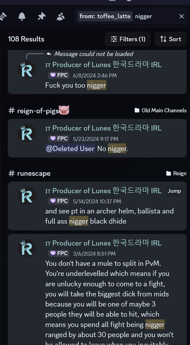 EmmaCyro's tweet photo. @TMP_ToffeeLatte @saiseihime @TMP_ToffeeLatte It took me 30seconds to join your discord and, yeah I'm manually reporting every slur / racist outlook you've ever posted in that disc lmao.

Parasocials have nothing on you https://t.co/IFG4Qpc9d5