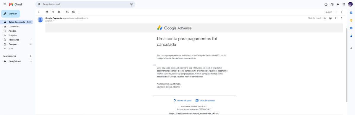 Leoruzito1's tweet photo. @YouTubeBrasil eu preciso de ajuda, meu adsense foi encerrado pelo google e foi um completo engano. Já tentei contato pelo appeal, porém ainda não obtive retorno. Gostaria de um direcionamento com uma pessoa de verdade para resolver esse problema e restaurar minha conta do ads. https://t.co/Ch5kRAAipx