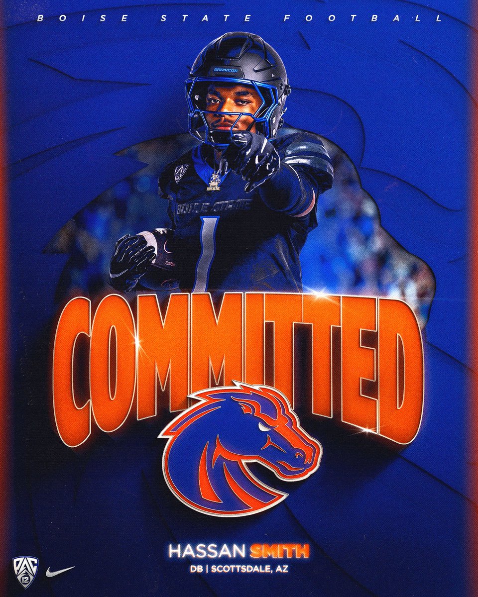 SmithHassan10's tweet photo. BLESSED!!! To announce im 100% Committed to Boise State University! First i want to thank God and everyone who has helped me along this journey aswell as all the coaches who took the time to recruit me and allow me to pursure my dream. With that being said BLEED BLUE🔵🟠 https://t.co/wlPtNw01At