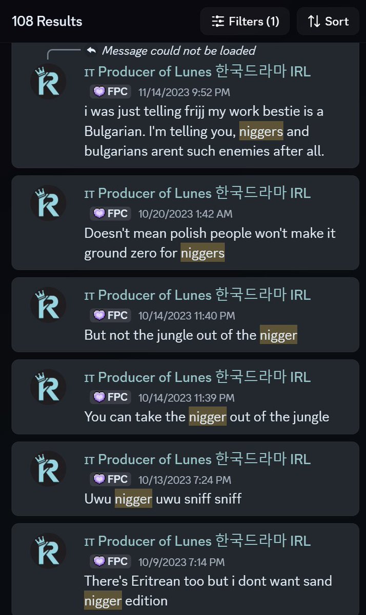 EmmaCyro's tweet photo. @TMP_ToffeeLatte @saiseihime @TMP_ToffeeLatte It took me 30seconds to join your discord and, yeah I'm manually reporting every slur / racist outlook you've ever posted in that disc lmao.

Parasocials have nothing on you https://t.co/IFG4Qpc9d5