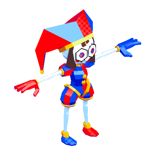 IncursioArt's tweet photo. I made a Pomni but I don't know how to rig so she's staying in T pose jail for now. #tadc https://t.co/G5KN9zavIP