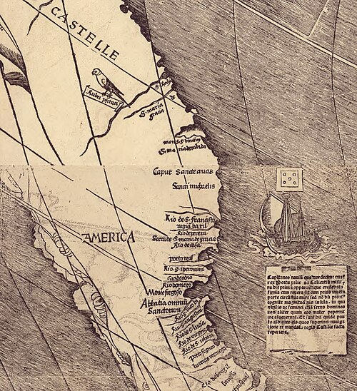 andoreh's tweet photo. @ChrisLaubAI @southevropa the first time the word "America" was recorded is in the 1507 Waldseemüller map in the area that today is guess what? Brazil https://t.co/zRXe33oIy8