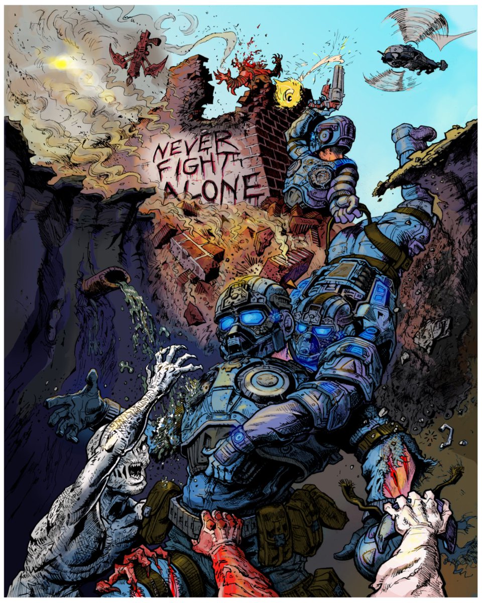 WisdomThumbs's tweet photo. Gears E-Day comes out on my birthday. The gameplay just dropped at the start of my vacation.

And "Never Fight Alone" has become the studio's rallying cry.

I couldn't ask for more. 

#GearsofWar #EDay #Neverfightalone https://t.co/Bq0VE5UnUG