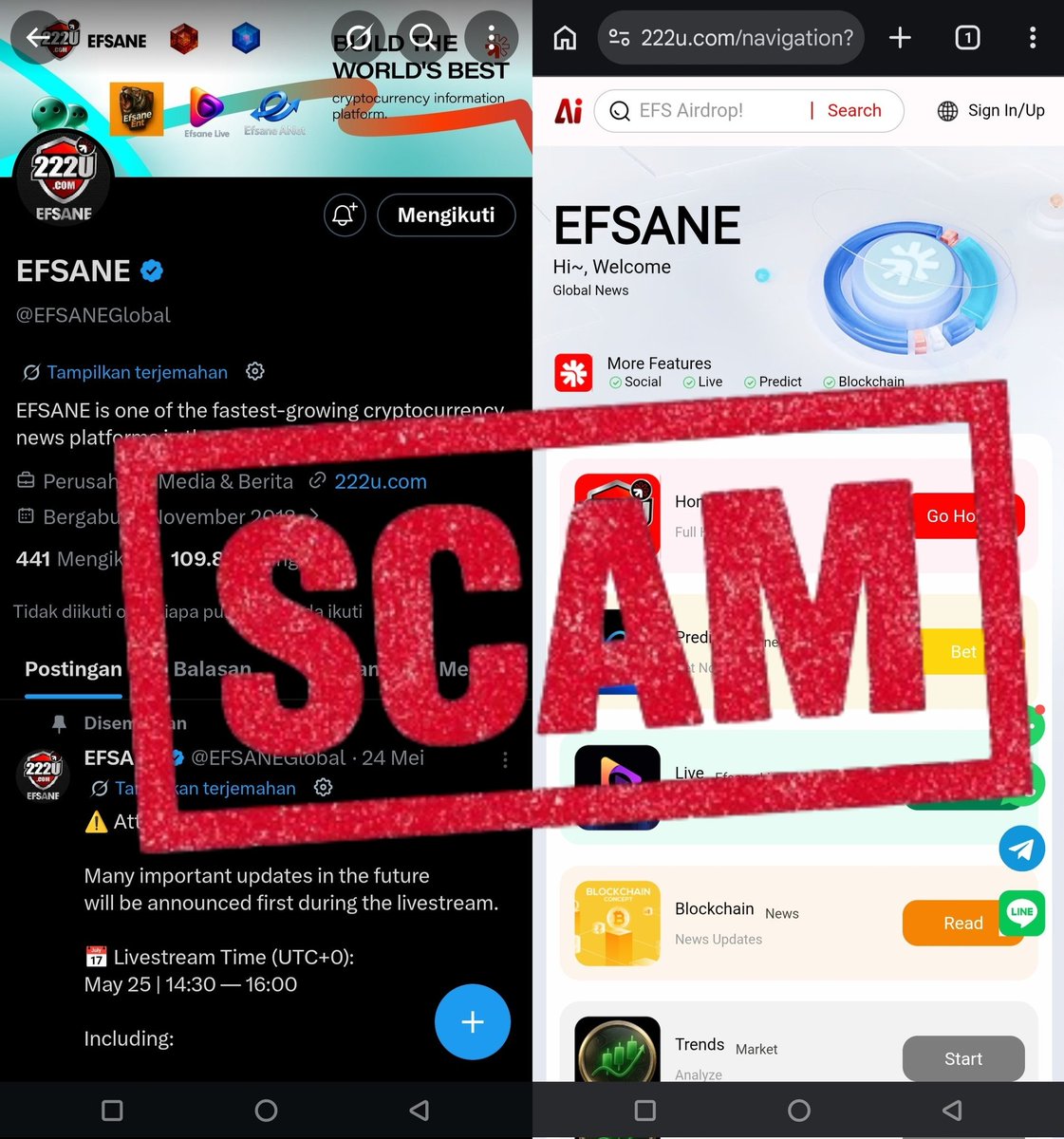 puedblod's tweet photo. The EFS token from @EFSANEGlobal has been listed on the Auvrax exchange

UNREASONABLE TERMS:
To unlock 1 EFS token, you have to pay $10🤨
If you have 10 EFS tokens, that means you have to pay $100 to unlock them🤣

ARE THERE STILL ANY FOOLS WILLING TO ACCEPT THOSE TERMS?👀 https://t.co/65JcJHJfKV