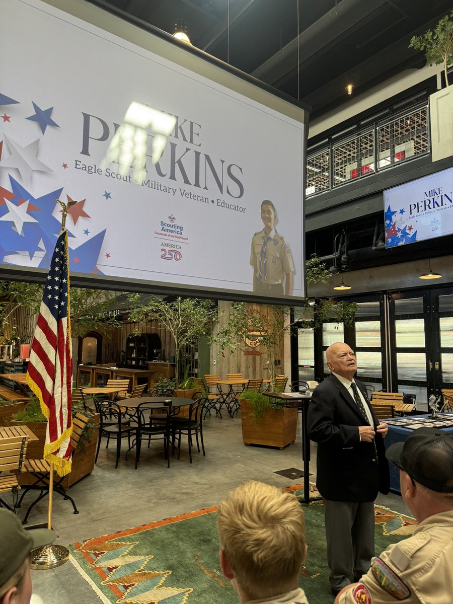 BrandonFugal's tweet photo. Scouting helped prepare me for life. I was honored to share my experiences at the National Eagle Scout luncheon alongside combat veteran Major Mike Perkins — a highly decorated Special Forces Green Beret, paratrooper, and fellow Eagle Scout. His story was truly inspiring! https://t.co/Vd7WeuJ6Ud