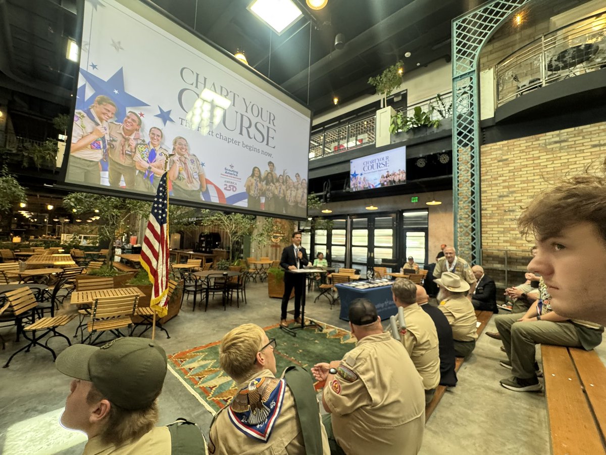 BrandonFugal's tweet photo. Scouting helped prepare me for life. I was honored to share my experiences at the National Eagle Scout luncheon alongside combat veteran Major Mike Perkins — a highly decorated Special Forces Green Beret, paratrooper, and fellow Eagle Scout. His story was truly inspiring! https://t.co/Vd7WeuJ6Ud