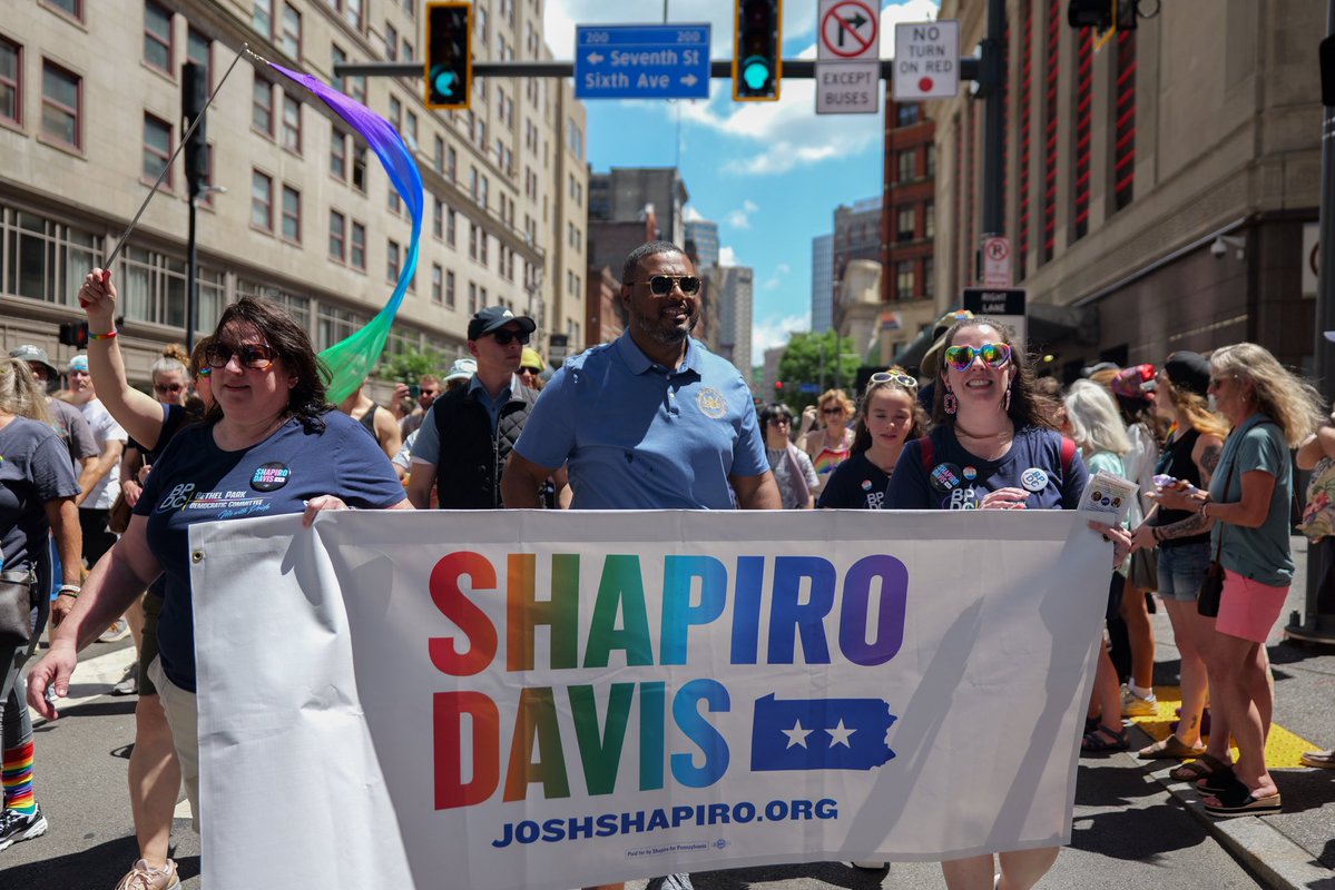 AustinDavisPA's tweet photo. I walked in the Pittsburgh Pride Parade today to send a strong message that we stand for real freedom in Pennsylvania.

Ever since we took office in 2023, Governor Shapiro and I have been committed to standing up for your right to love who you love and be who you are. 

I’ve got your back, Pennsylvania.