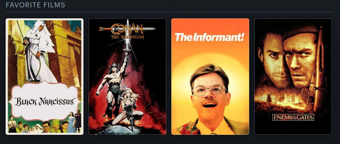 thecryptile's tweet photo. @Updated_Jennie Black Narcissus, Conan: The Barbarian, The Informant!, &amp; Enemy At The Gates https://t.co/l5CLfdI4xw