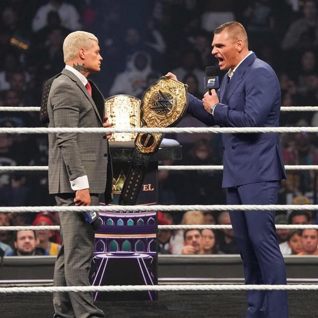 IconicChriss's tweet photo. Whatever the stipulation is, GUNTHER better walk out with that title. https://t.co/oKXv5JLhKL