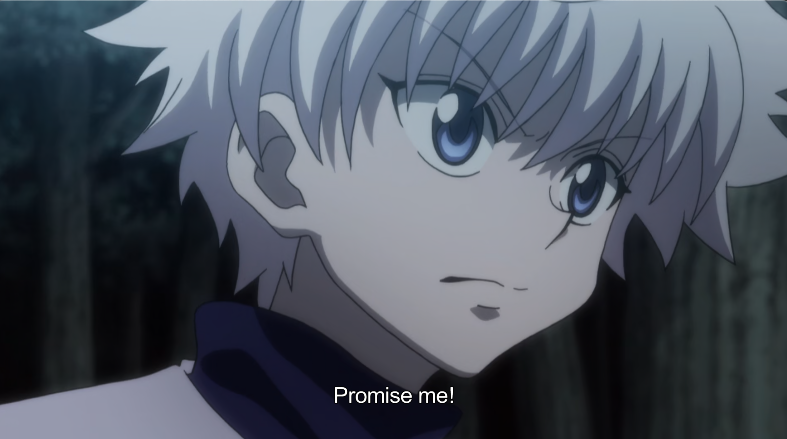 musicalmanz's tweet photo. Killua is thinking he doesn't matter as much as Palm, since Gon won't commit to a promise to him unlike to her, which factors into his downward spiral

While Gon respects Killua too much to make a promise he's not 100% sure he can keep (even if he ends up doing what Killua asked) https://t.co/CZDtWlr5UT