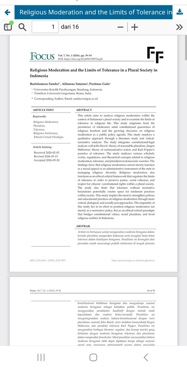 PostinusGul's tweet photo. Anda bisa mengunduh dan membaca artikel kami ini dalam Jurnal FOCUS, Fakultas Filsafat Unpar, Bandung. https://t.co/qskdw5wPGT