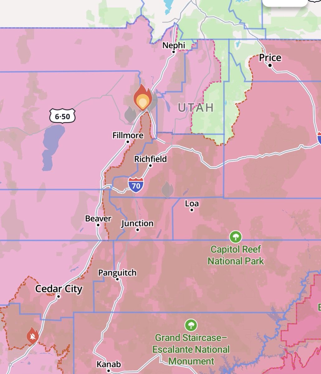 tvheidihatch's tweet photo. New π₯ start: #TowerFire located in Millard Co. south of Scipio on I-15 at milepost 185. Fire is estimated at 40 acres and running. Multiple ground resources are on scene. More as it becomes available. #kthffsl https://t.co/6bs176C1RR