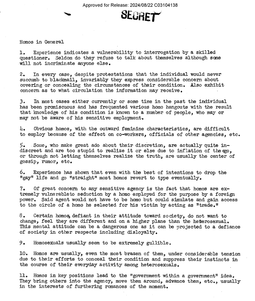 rinegade_dev's tweet photo. this is official opinion of CIA about homosexuals btw, like i literally took it from their archive

"Homos in General": https://t.co/7fCn0ViskF