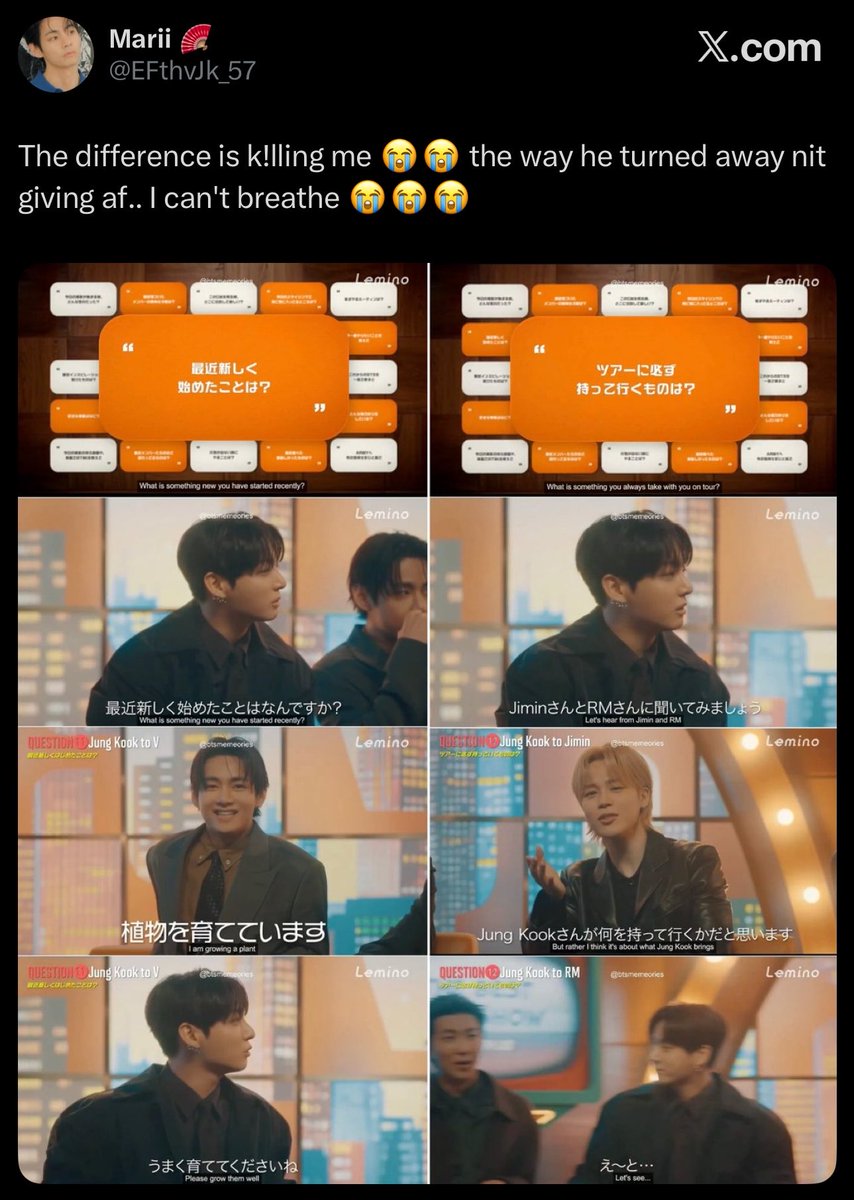 KMREPORTS's tweet photo. This deserves its own post. These weirdos are genuinely mad over Jimin’s answer, which Jungkook never refuted, by bringing up him politely wishing 🐻’s plant well and somehow twisting it into a dig at Jikook 

📌 https://t.co/zIU7IVRzBo 
📌 https://t.co/HrzjVKoDSH https://t.co/yWcw4kgFTo