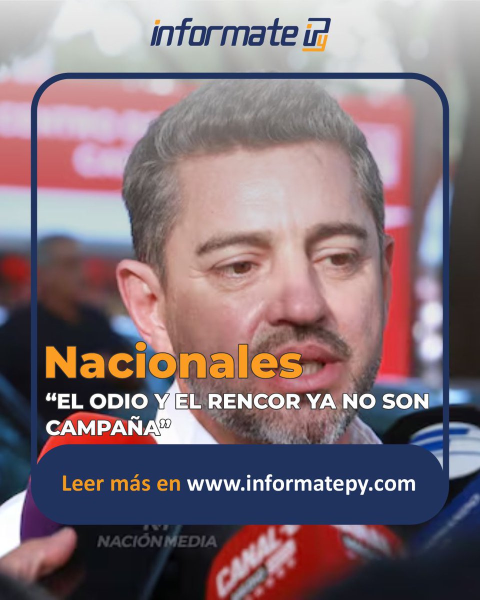 InformatePy1's tweet photo. 🇵🇾| ALLIANA LE RESPONDIÓ A ABDO

El vicepresidente de la República, Pedro Alliana, expresó su desacuerdo con las recientes declaraciones del expresidente Mario Abdo Benítez, quien descartó la posibilidad de avanzar hacia un “abrazo republicano” dentro del Partido Colorado.

Alliana lamentó las críticas dirigidas a la dirigencia colorada y sostuvo que los discursos basados en la confrontación y la división no contribuyen a fortalecer al partido ni a construir consensos de cara a los desafíos políticos del país.