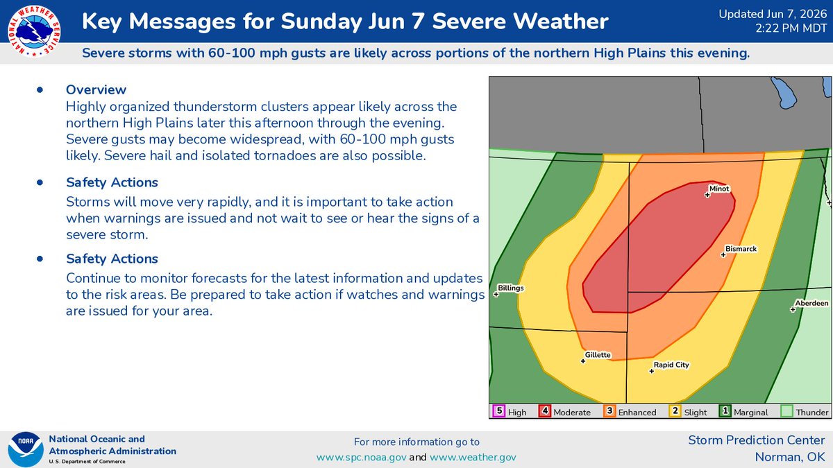 NWSSPC's tweet photo. Here are our Key Messages for Sunday (6/7). https://t.co/8eRgBsYmsx