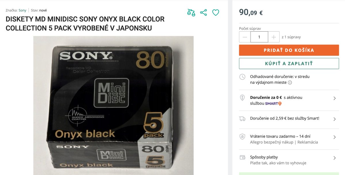 Laird7's tweet photo. It's 90 euro.  

#sony #minidisc https://t.co/GYmHvgexVw