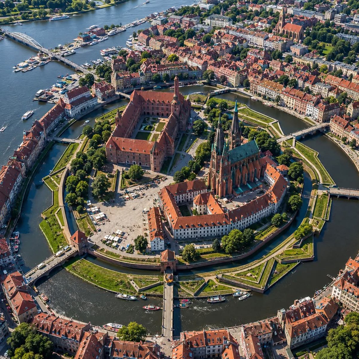 MagicalV31610's tweet photo. This is an aerial veiw of Malbork Castle (Marienburg) Poland 🇵🇱 https://t.co/cQLUhJq8FG
